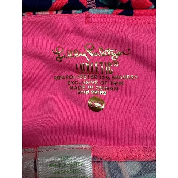Lilly Pulitzer Pants Womens XS Luxletic Crop Pop Up‎ Lobstah Roll Navy Pink Gym - Picture 3 of 8
